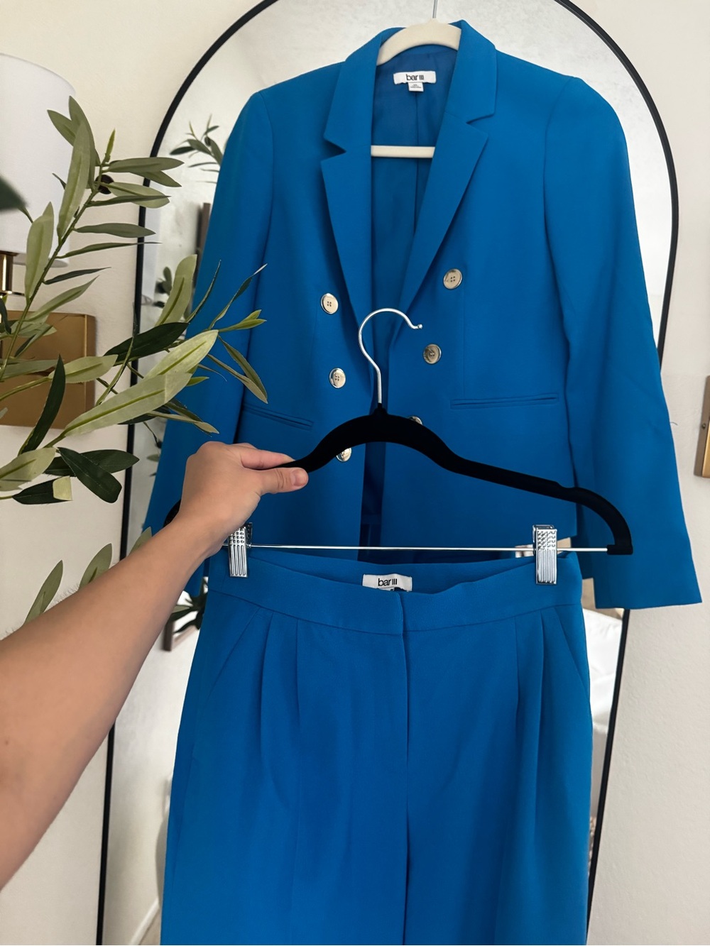 Bar III Bright Blue Double-Breasted Blazer & Trousers Suit Set - Size XS